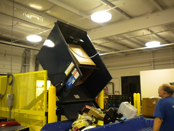 Cart tipper emptying trash